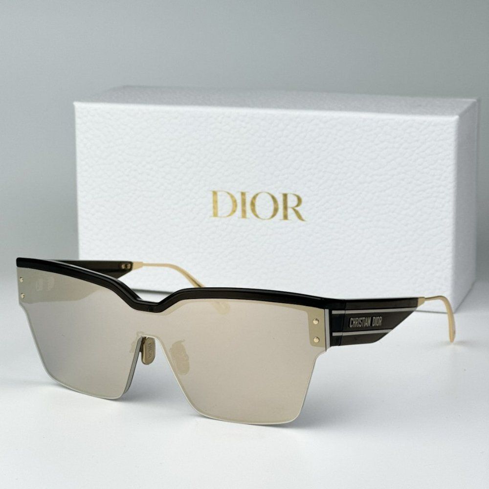 NEW Dior DIORCLUB M4U 55A5 Black Pale Smoke Mirrored Unisex Shield Sunglasses